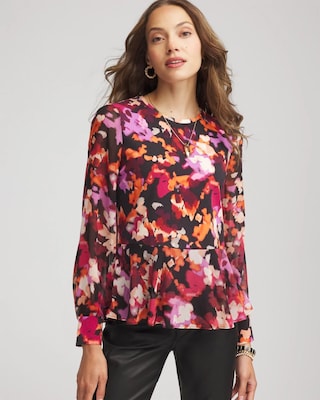 Printed Chiffon Peplum Top | Chico's